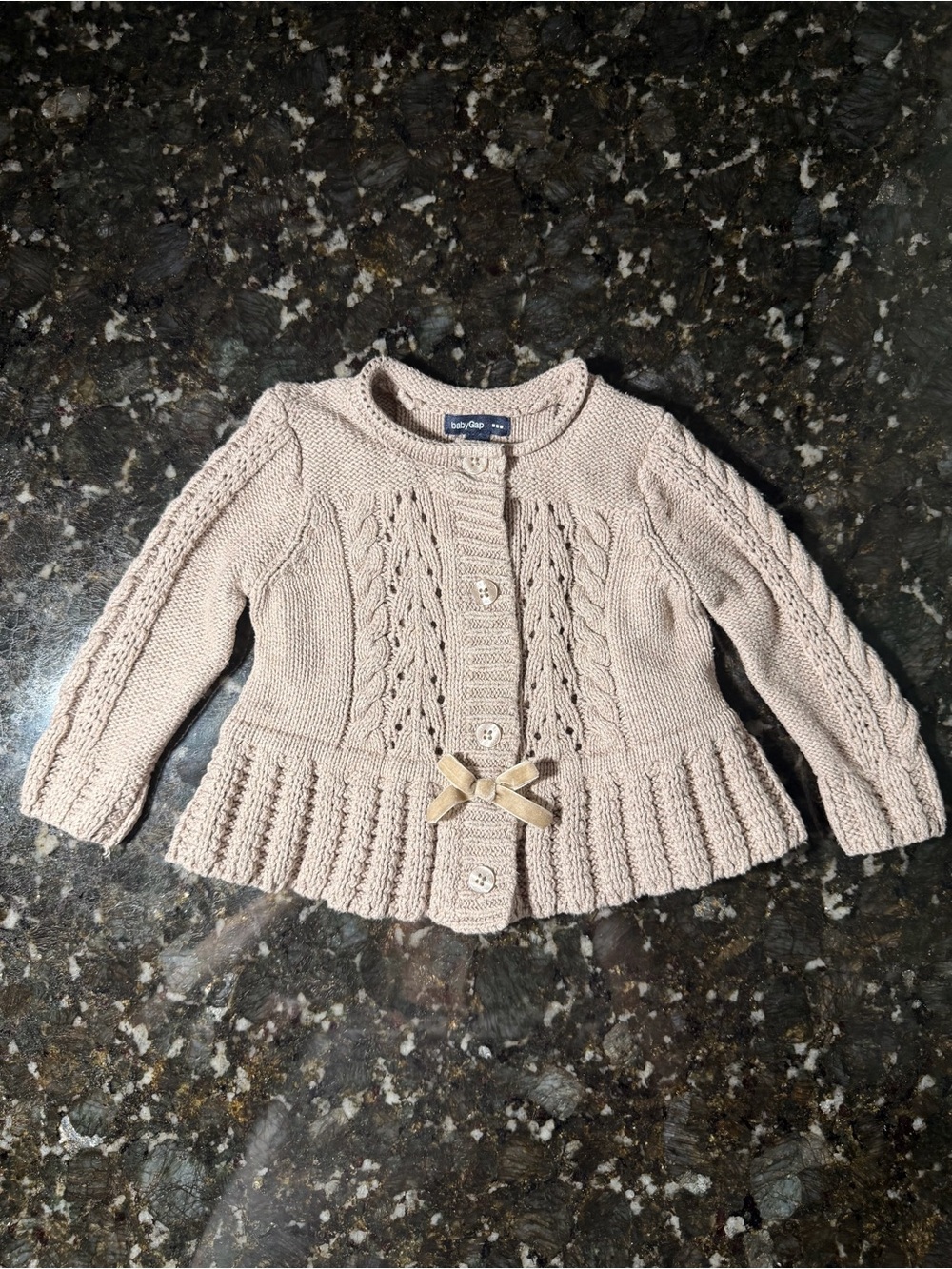 GAP Baby Pink Knit Cardigan with Bow Detail
